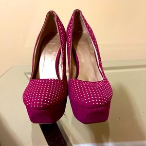 Fuschia Gold Studded Stiletto Heels